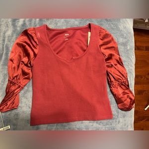 NWT Maeve by Anthropologie silk sleeve top